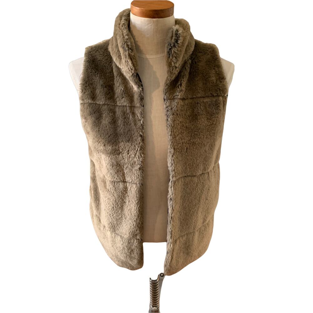 Kensie faux fur vest brown ombre S